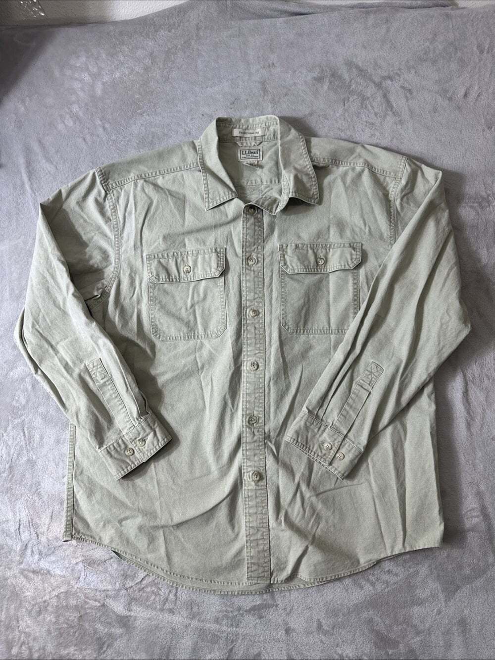 L.L.Bean Men’s Traditional Fit 100% Cotton Long Sleeve Utility Shirt Tan